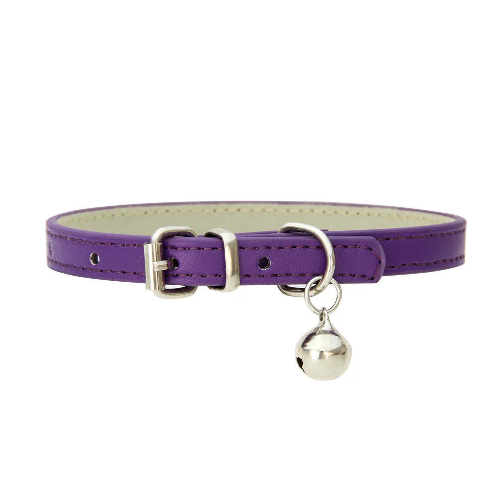 Collier Cuir Élégant Réglable pour Chat