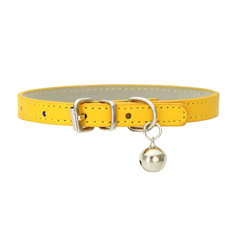 Collier Cuir Élégant Réglable pour Chat