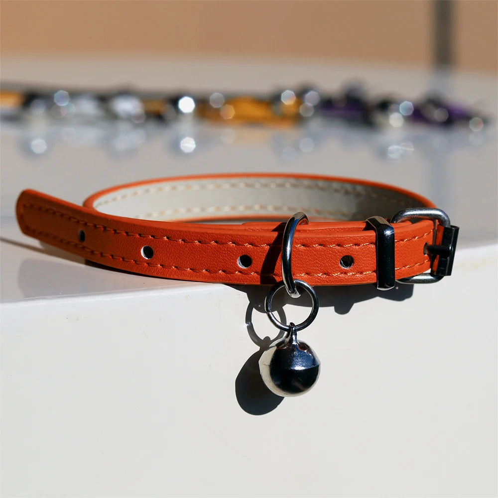 Collier Cuir Élégant Réglable pour Chat