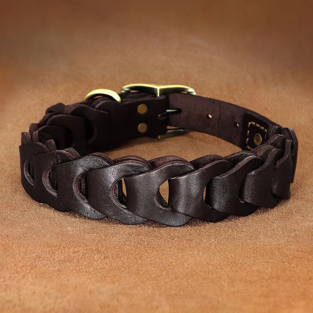 Collier Cuir Véritable Premium pour Grand Chien