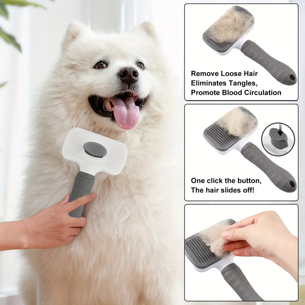 Peigne Autonettoyant Anti-Poils pour Chien et Chat