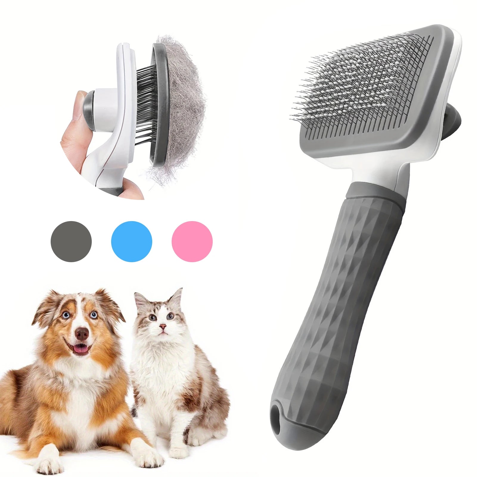 Peigne Autonettoyant Anti-Poils pour Chien et Chat