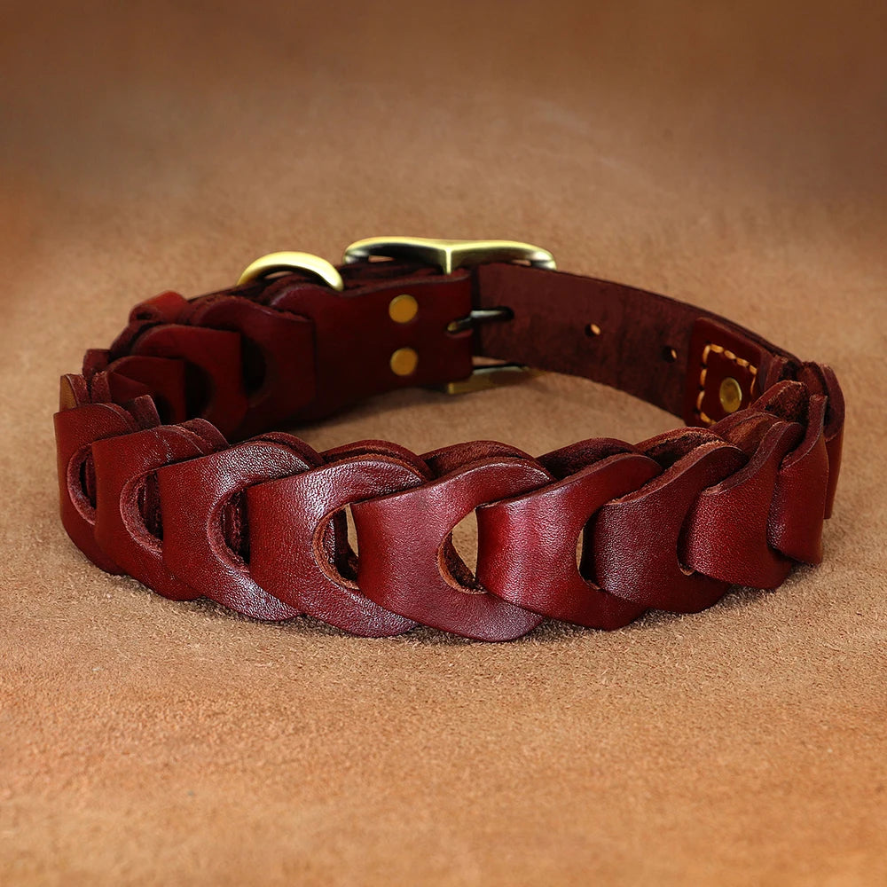 Collier Cuir Véritable Premium pour Grand Chien